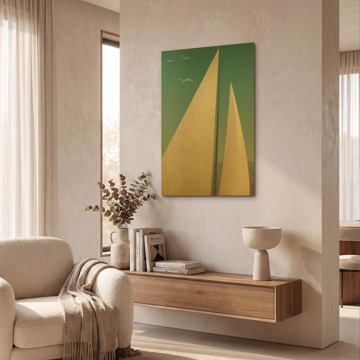 'Sails I' By Ryan Fowler Gold Metal Wall Art