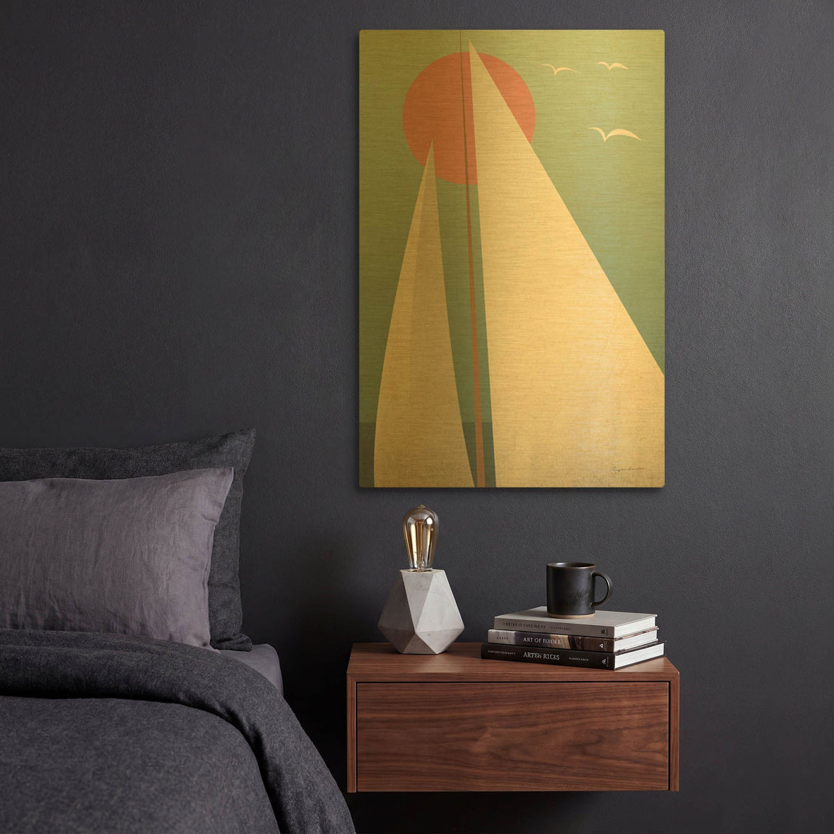 'Sails III' By Ryan Fowler Gold Metal Wall Art
