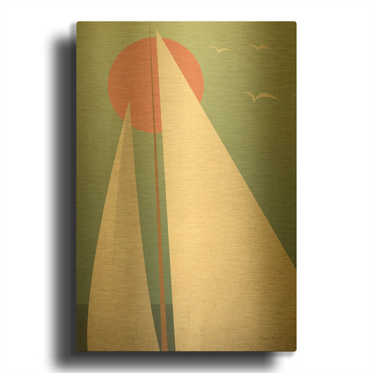 'Sails III' By Ryan Fowler Gold Metal Wall Art