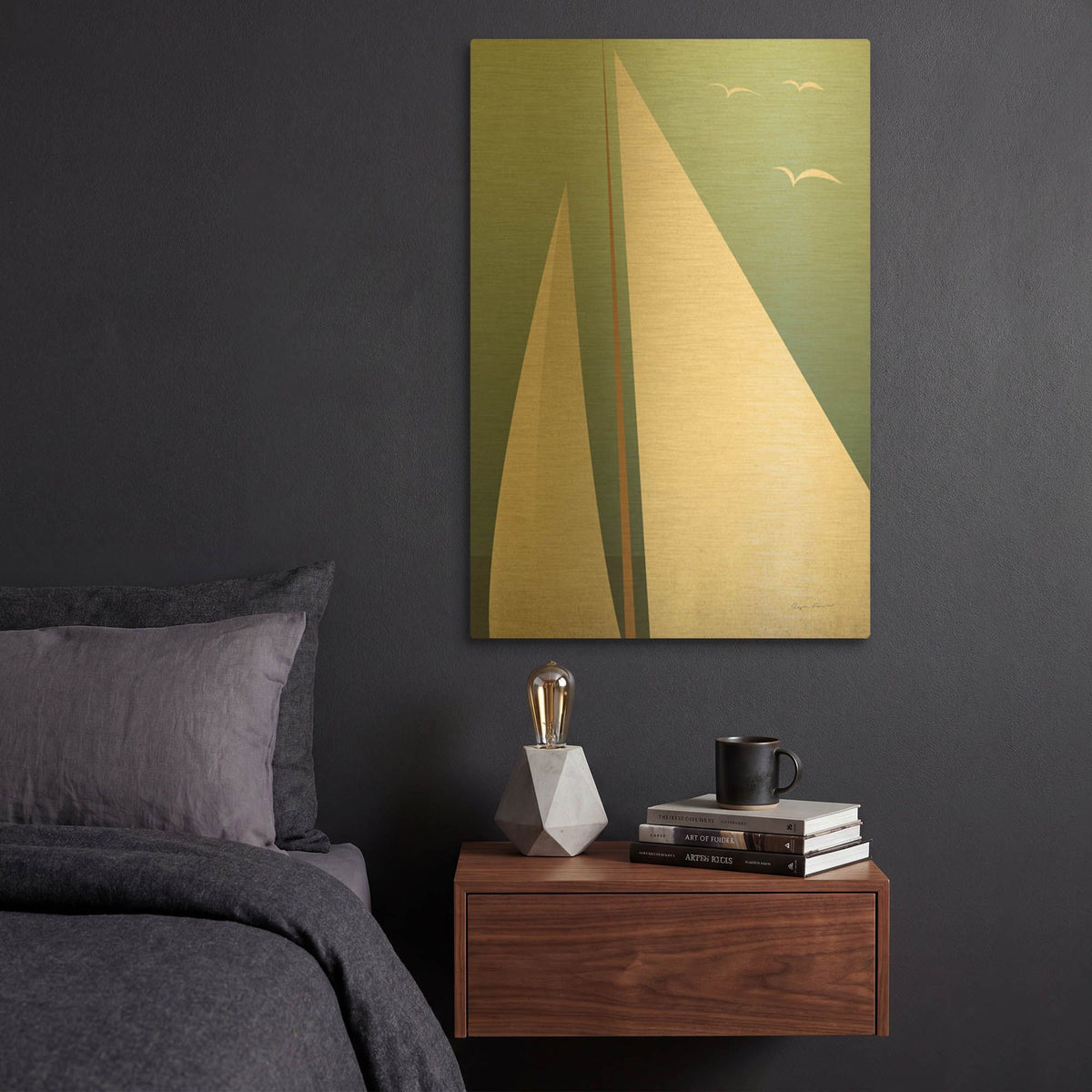 'Sails IV' By Ryan Fowler Gold Metal Wall Art