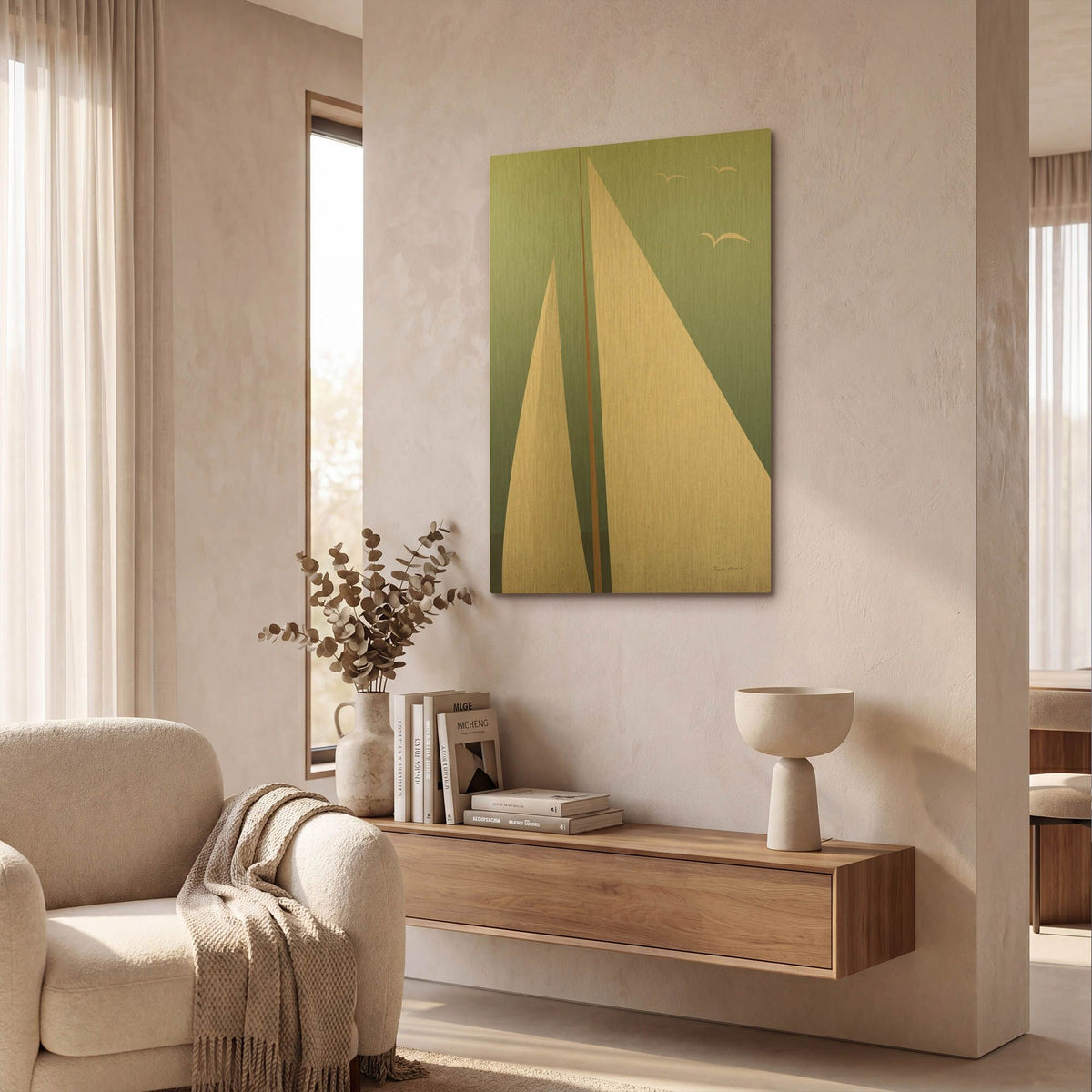 'Sails IV' By Ryan Fowler Gold Metal Wall Art