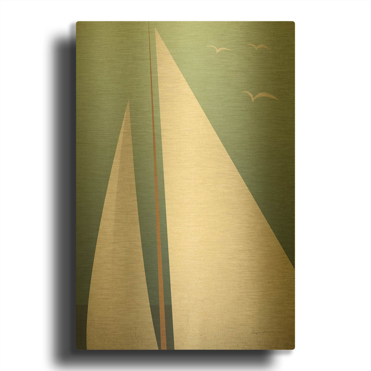 'Sails IV' By Ryan Fowler Gold Metal Wall Art