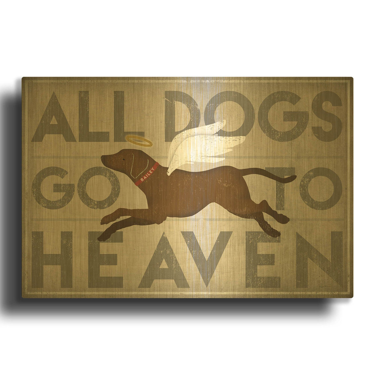 'All Dogs Go To Heaven II' By Ryan Fowler Gold Metal Wall Art