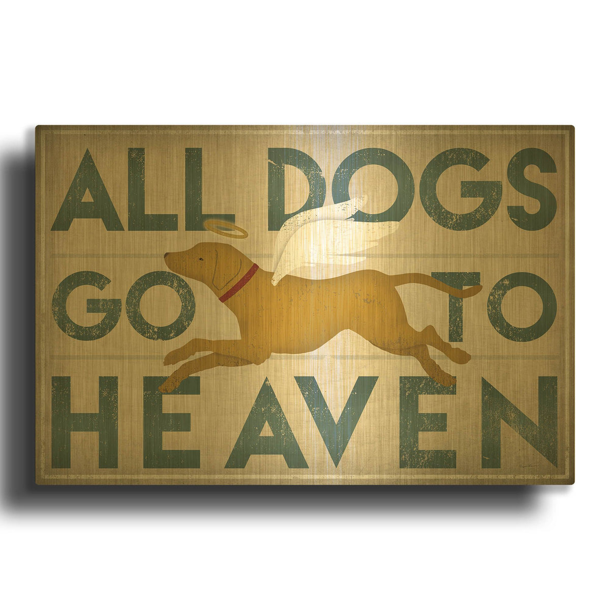 'All Dogs Go To Heaven III' By Ryan Fowler Gold Metal Wall Art