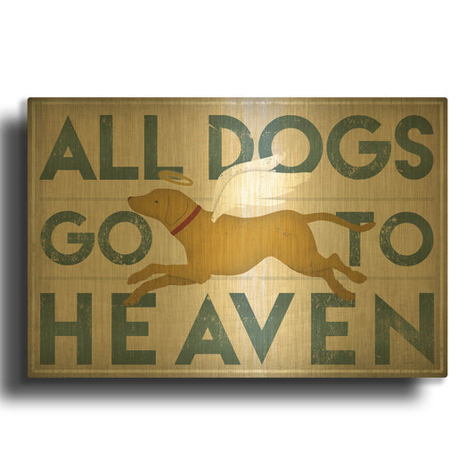 'All Dogs Go To Heaven III' By Ryan Fowler Gold Metal Wall Art