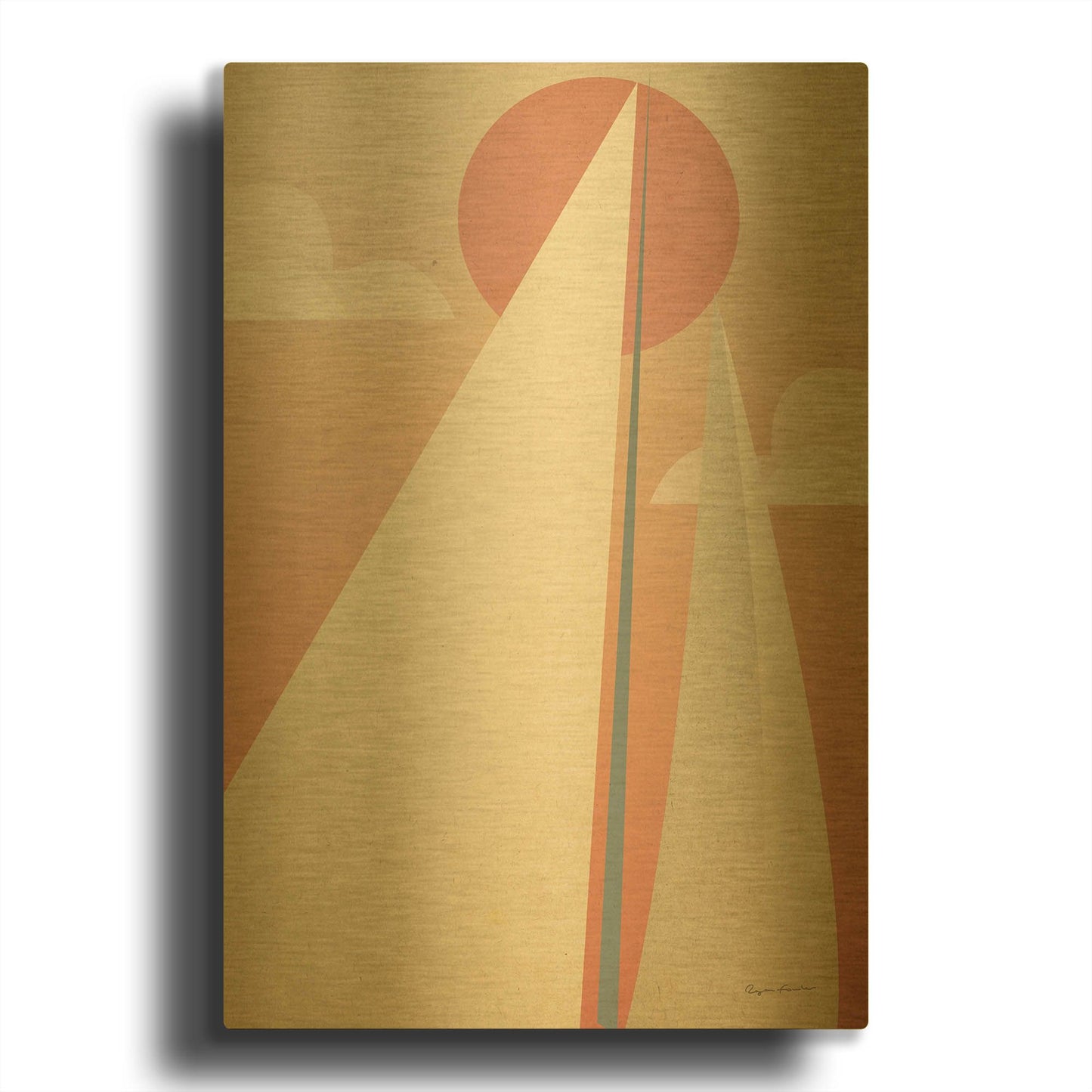 'Sails VI' By Ryan Fowler Gold Metal Wall Art
