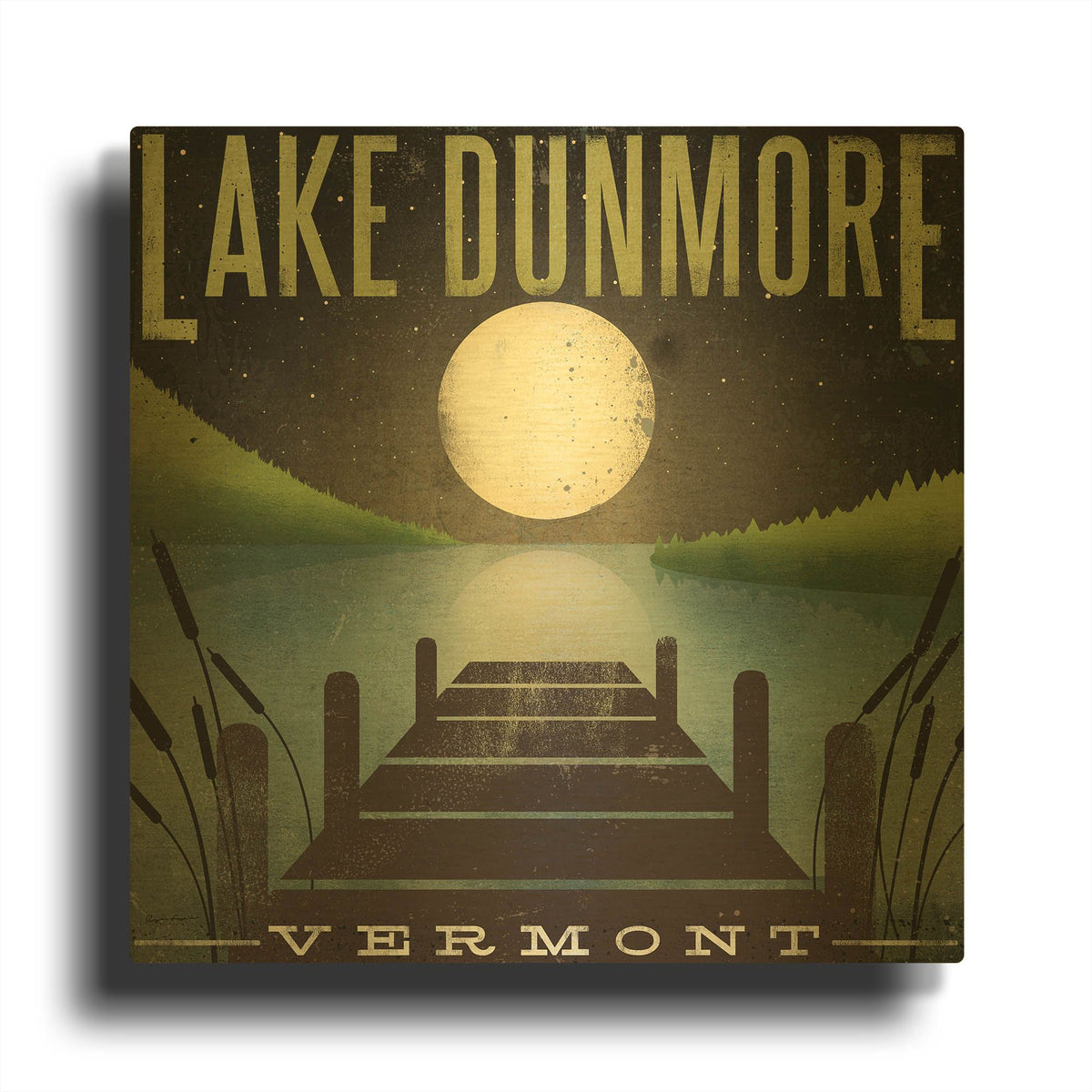 'Lake Dunmore Dock' By Ryan Fowler Gold Metal Wall Art