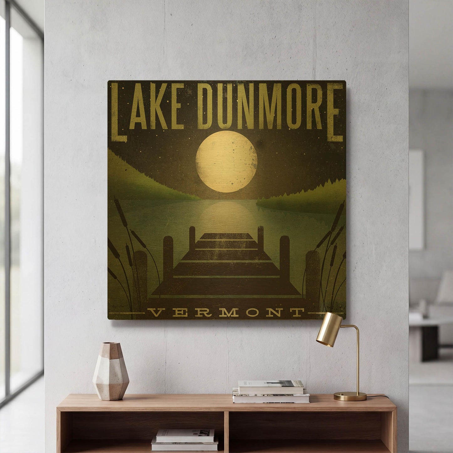 'Lake Dunmore Dock' By Ryan Fowler Gold Metal Wall Art