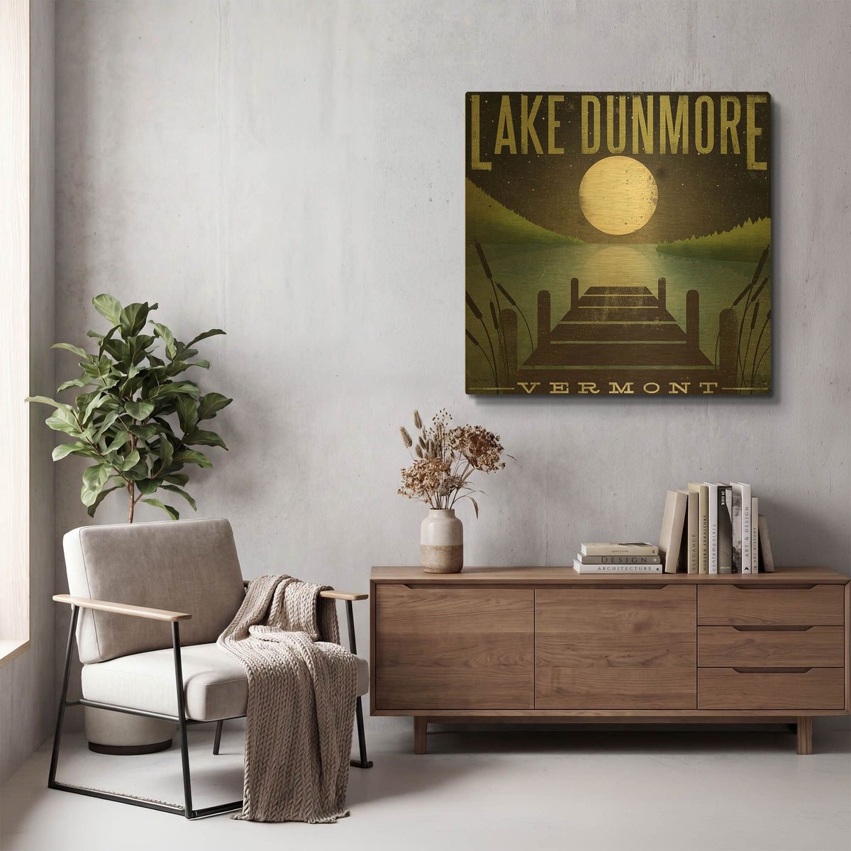 'Lake Dunmore Dock' By Ryan Fowler Gold Metal Wall Art