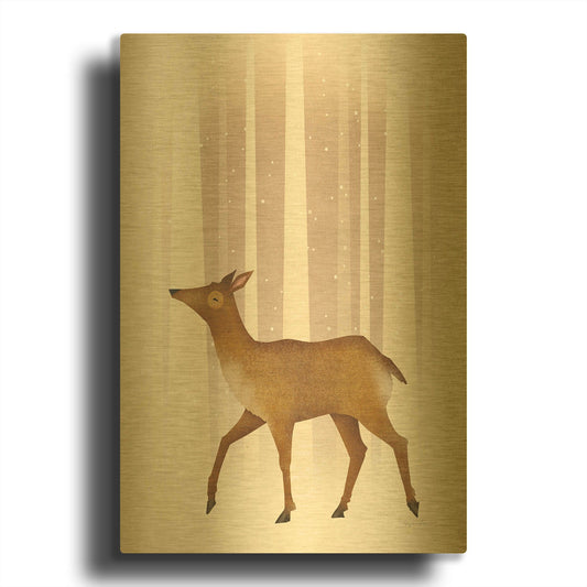 'Snowy Doe' By Ryan Fowler Gold Metal Wall Art