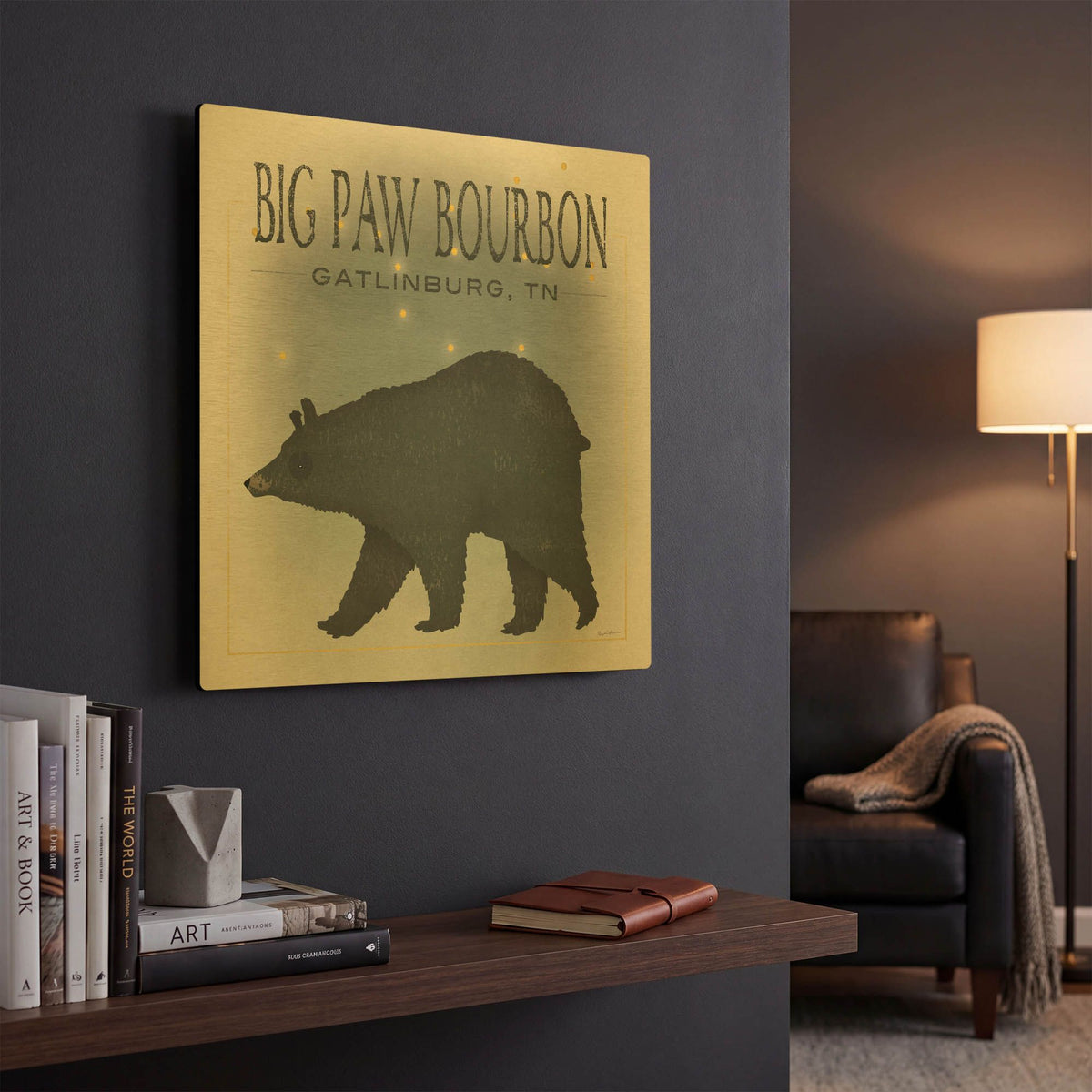 'Ursa Major Big Paw Bourbon' By Ryan Fowler Gold Metal Wall Art
