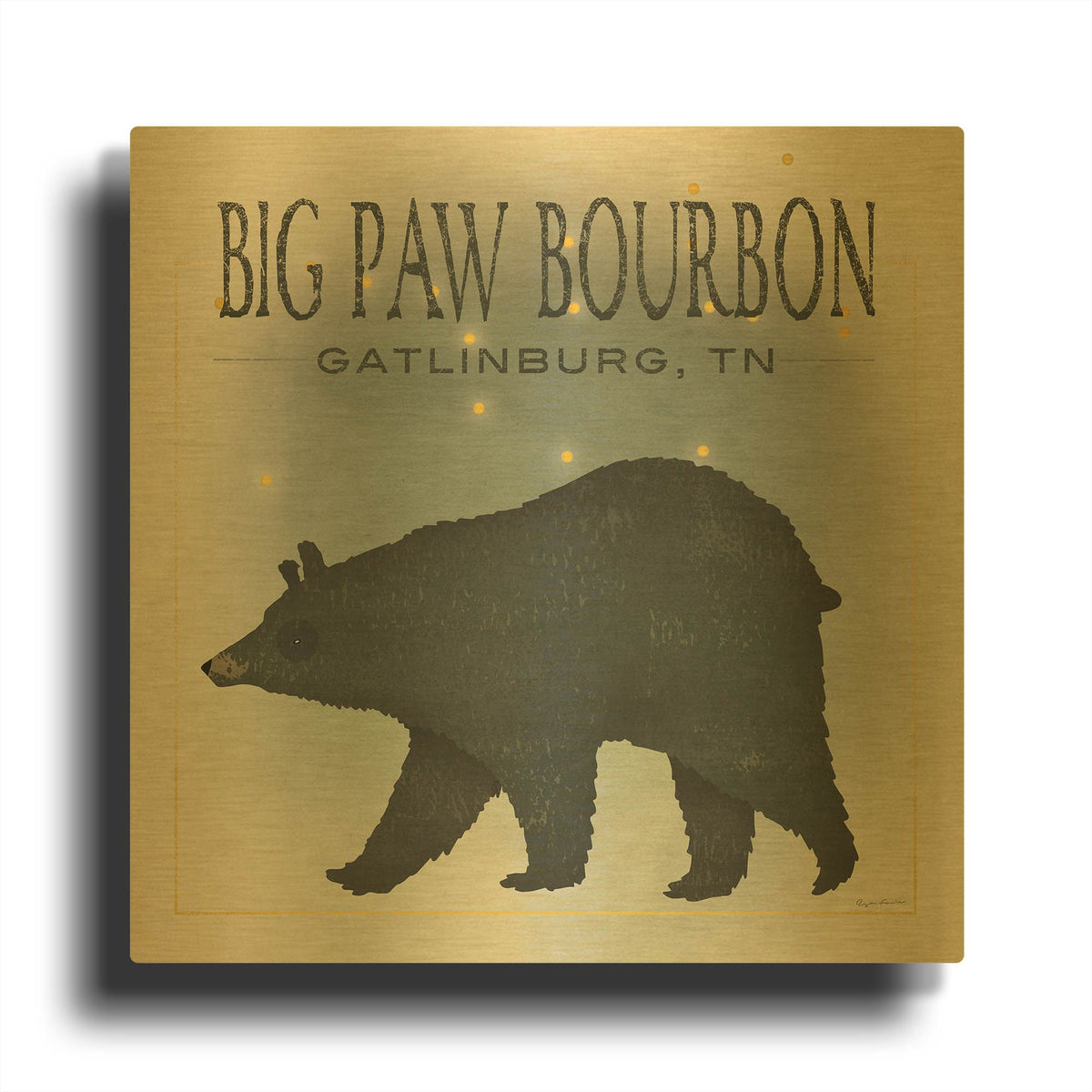 'Ursa Major Big Paw Bourbon' By Ryan Fowler Gold Metal Wall Art