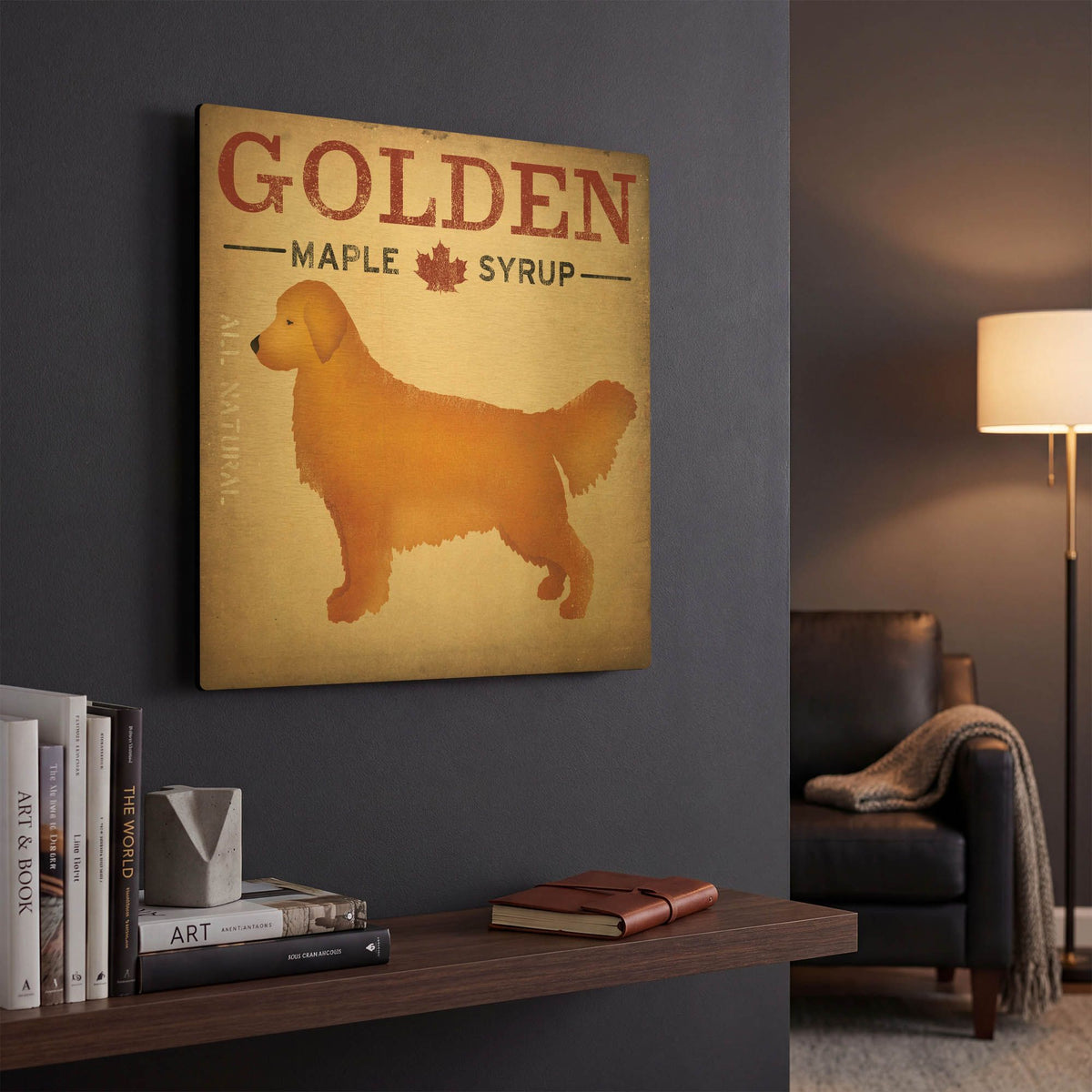 'Golden Dog At Show No VT' By Ryan Fowler Gold Metal Wall Art