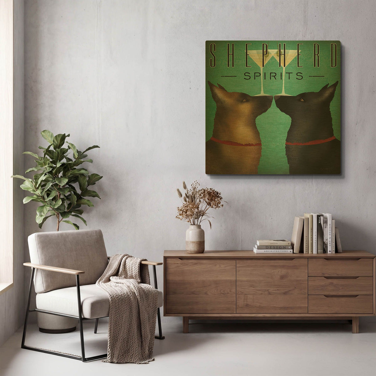 'Double Shepherd Martini 2' By Ryan Fowler Gold Metal Wall Art