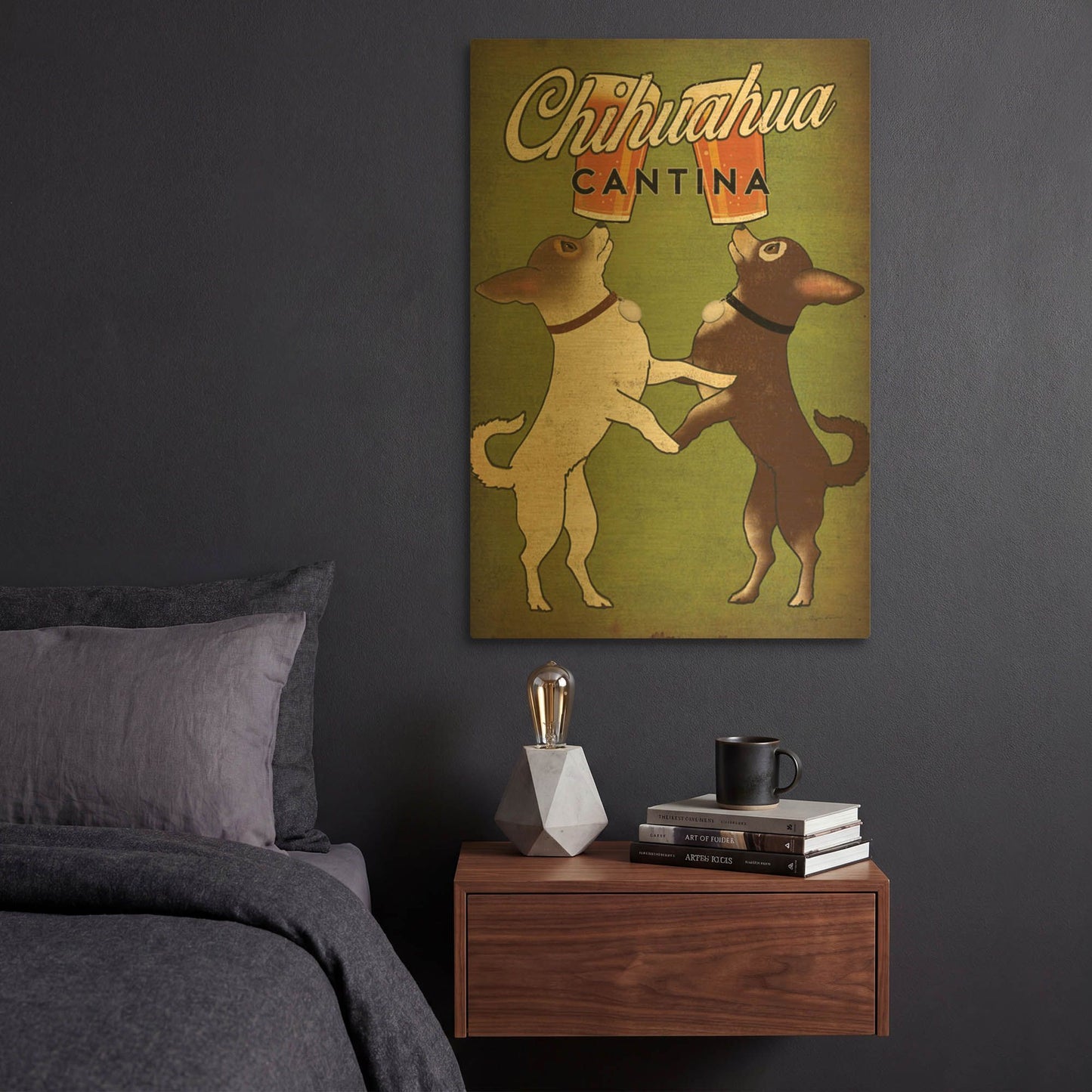 'Double Chihuahua' By Ryan Fowler Gold Metal Wall Art