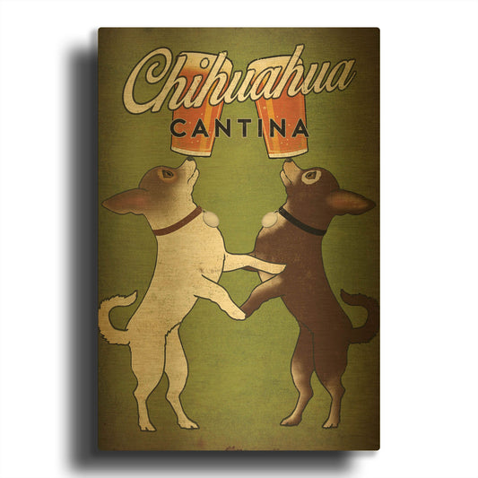 'Double Chihuahua' By Ryan Fowler Gold Metal Wall Art
