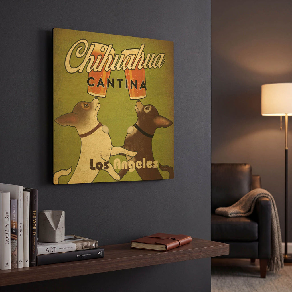 'Double Chihuahua Crop Los Angeles' By Ryan Fowler Gold Metal Wall Art