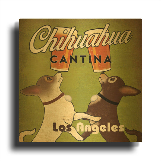 'Double Chihuahua Crop Los Angeles' By Ryan Fowler Gold Metal Wall Art