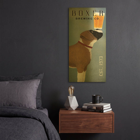 'Boxer Brewing Company V2' By Ryan Fowler Gold Metal Wall Art