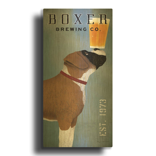 'Boxer Brewing Company V2' By Ryan Fowler Gold Metal Wall Art