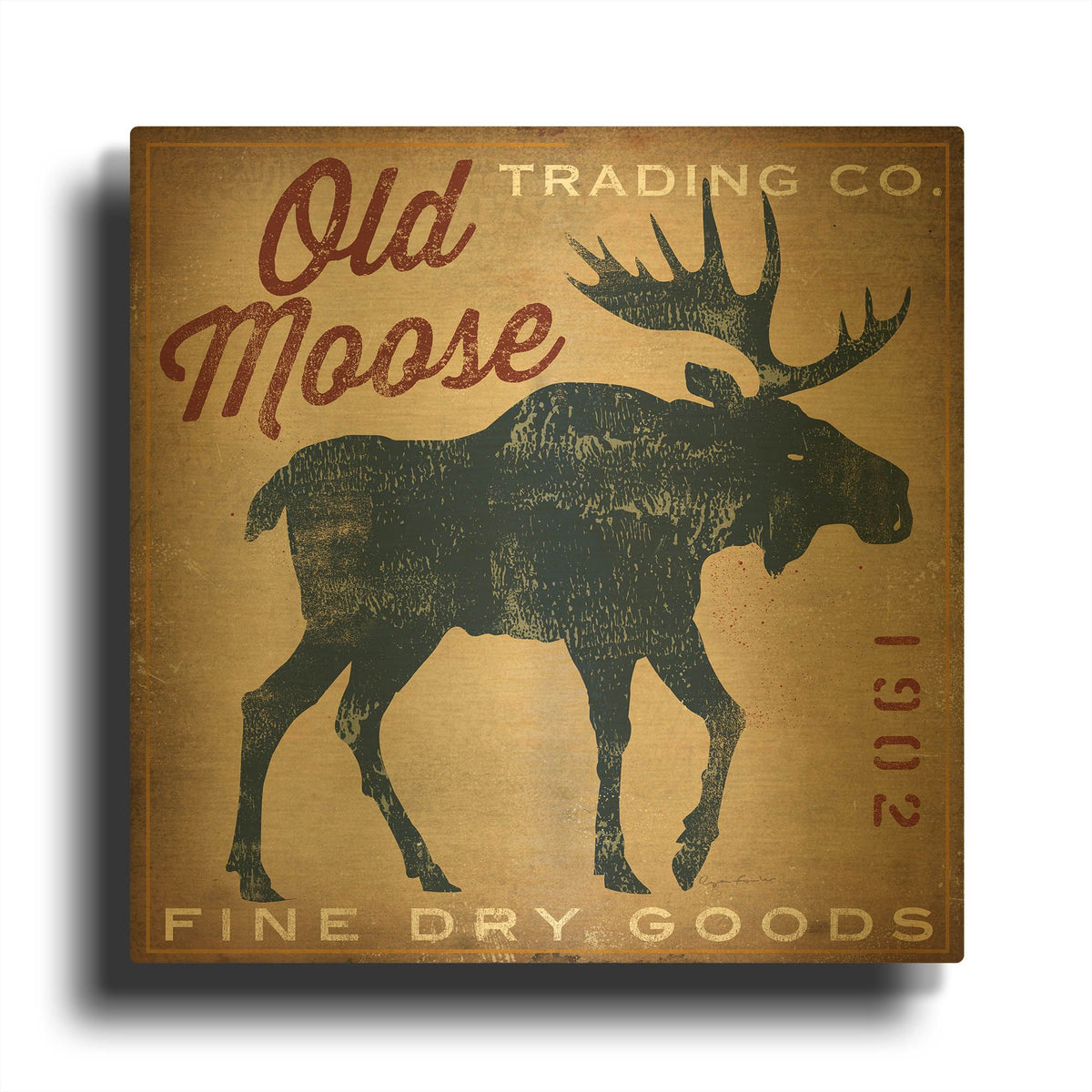 'Old Moose Trading Co Tan - Dry Goods' By Ryan Fowler Gold Metal Wall Art