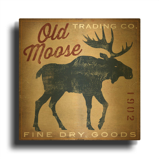 'Old Moose Trading Co Tan - Dry Goods' By Ryan Fowler Gold Metal Wall Art