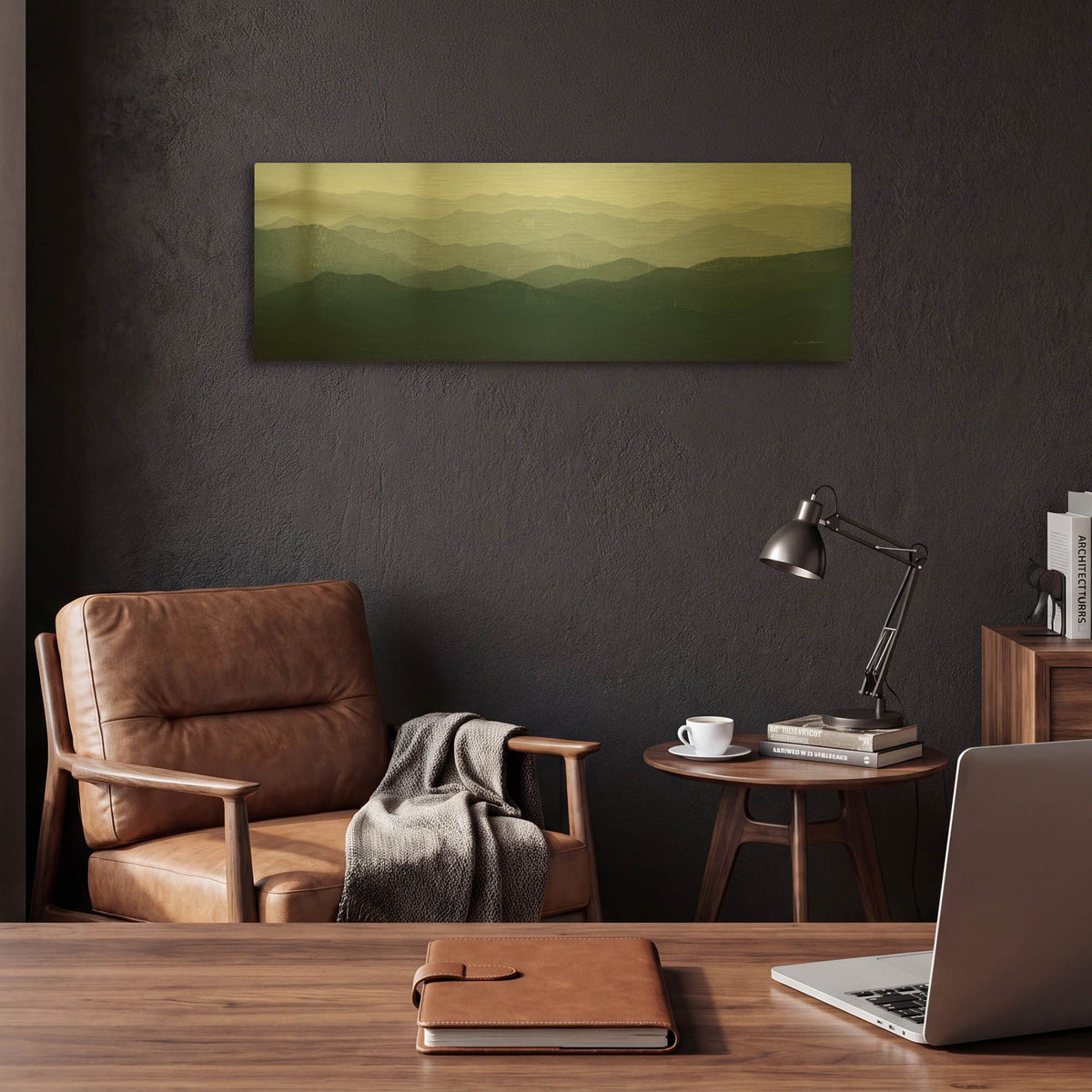 'Green Mountains' By Ryan Fowler Gold Metal Wall Art