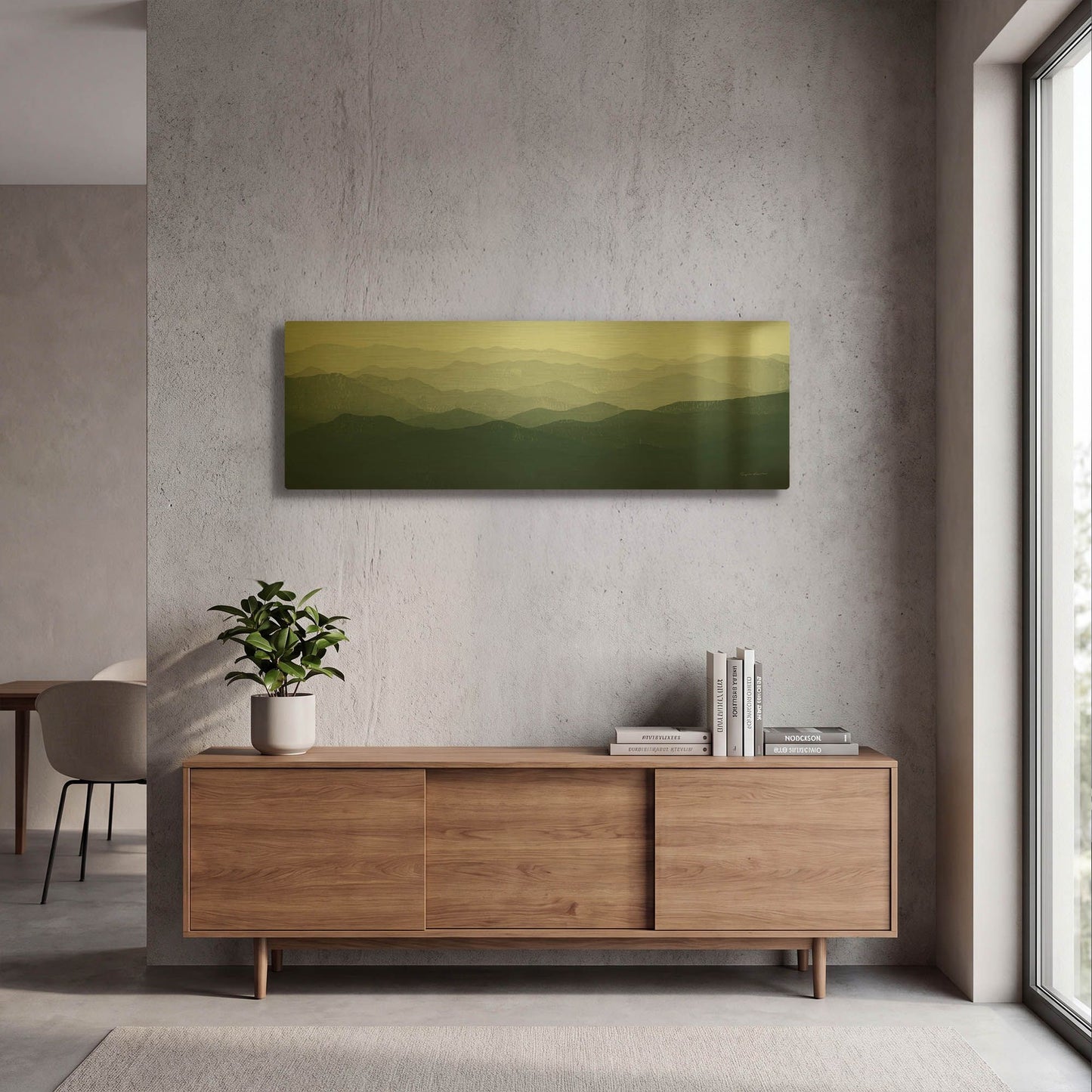 'Green Mountains' By Ryan Fowler Gold Metal Wall Art