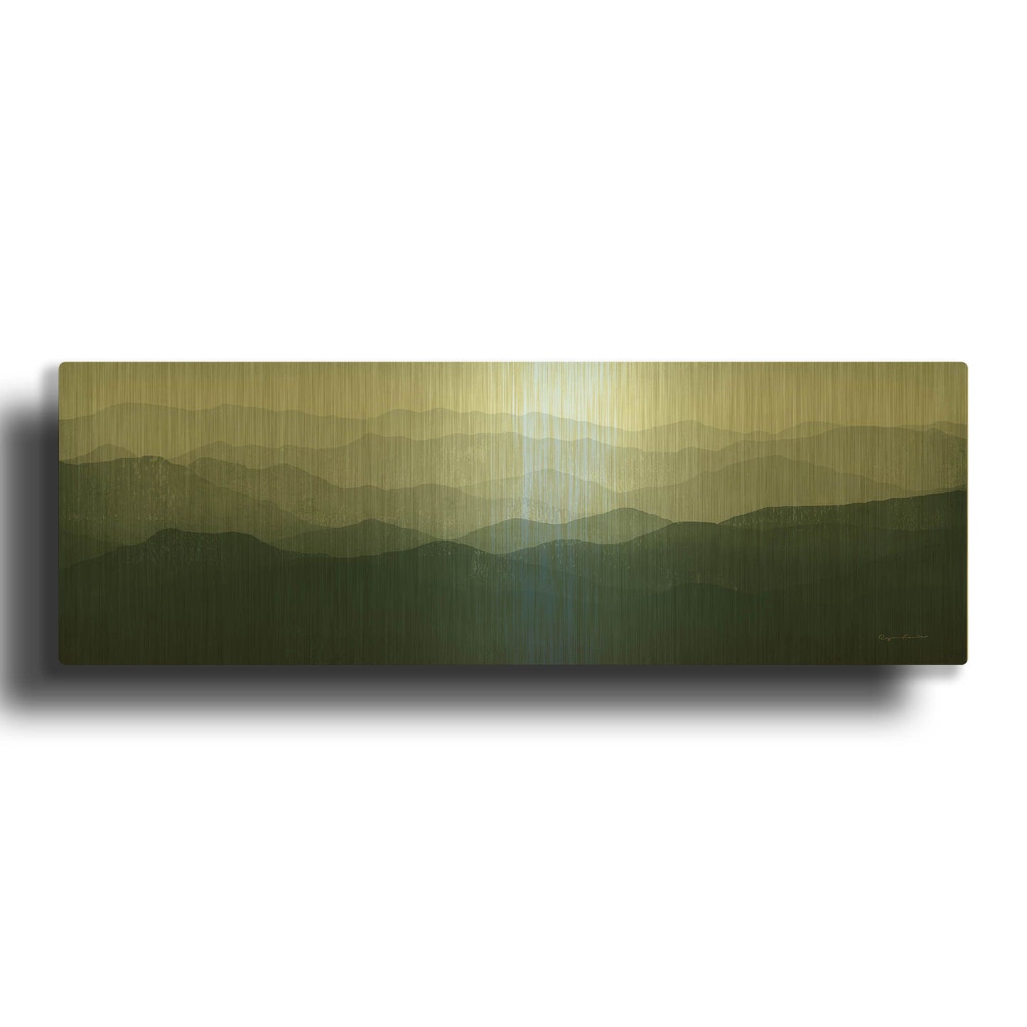 'Green Mountains' By Ryan Fowler Gold Metal Wall Art