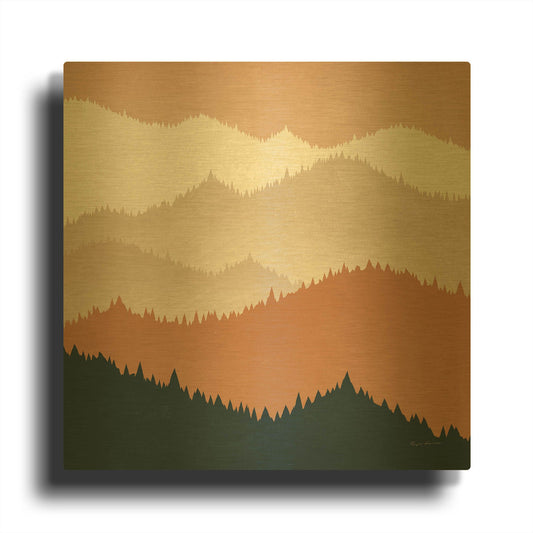 'Mountain View Terra Cotta' By Ryan Fowler Gold Metal Wall Art