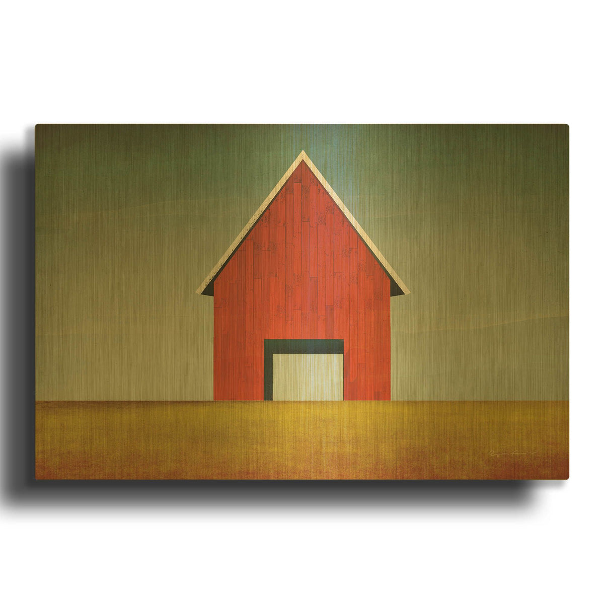'Red Barn Summer' By Ryan Fowler Gold Metal Wall Art