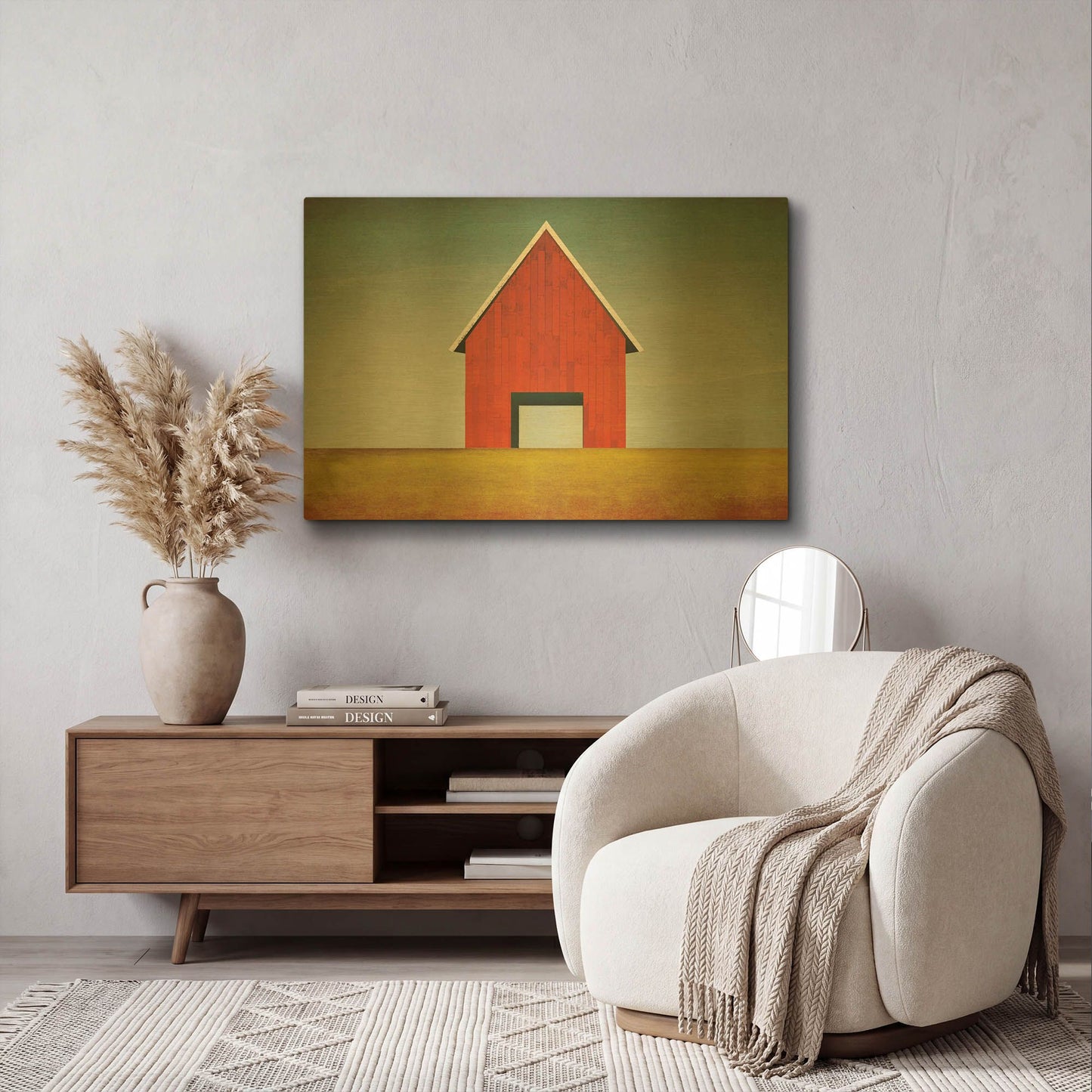 'Red Barn Summer' By Ryan Fowler Gold Metal Wall Art