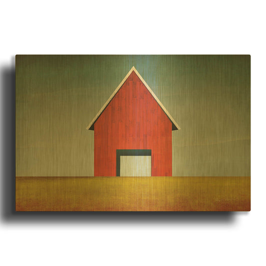 'Red Barn Summer' By Ryan Fowler Gold Metal Wall Art