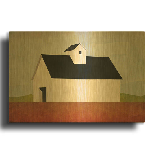 'Fall Barn' By Ryan Fowler Gold Metal Wall Art