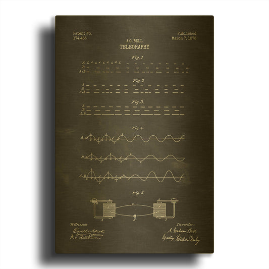 'Telegraphy Blueprint Patent Chalkboard' By LUXE Gold Metal Wall Art
