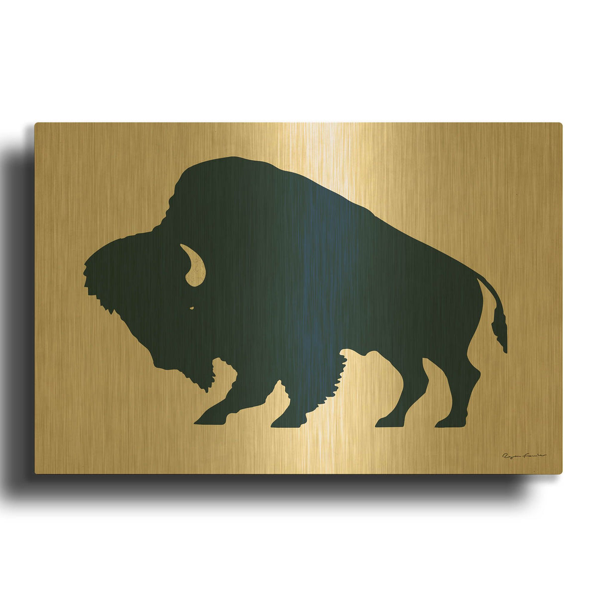 'Buffalo Bison I On Beige' By Ryan Fowler Gold Metal Wall Art