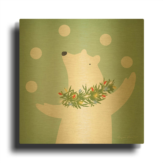 'Circus Polar Bear' By Ryan Fowler Gold Metal Wall Art