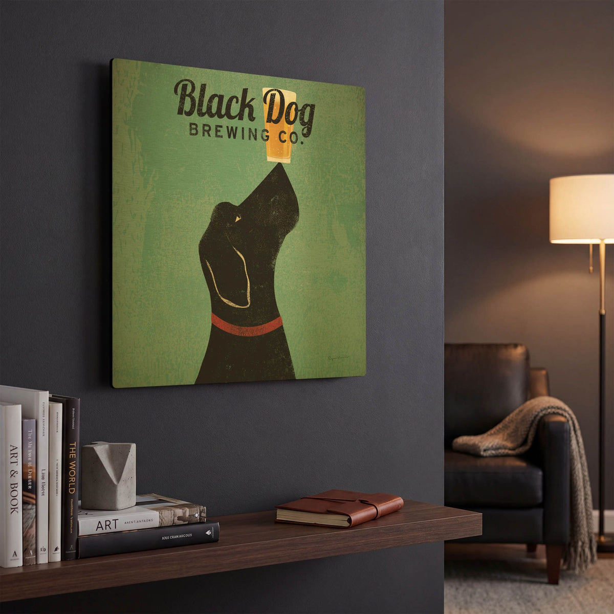 'Black Dog Brewing Co Square' By Ryan Fowler Gold Metal Wall Art
