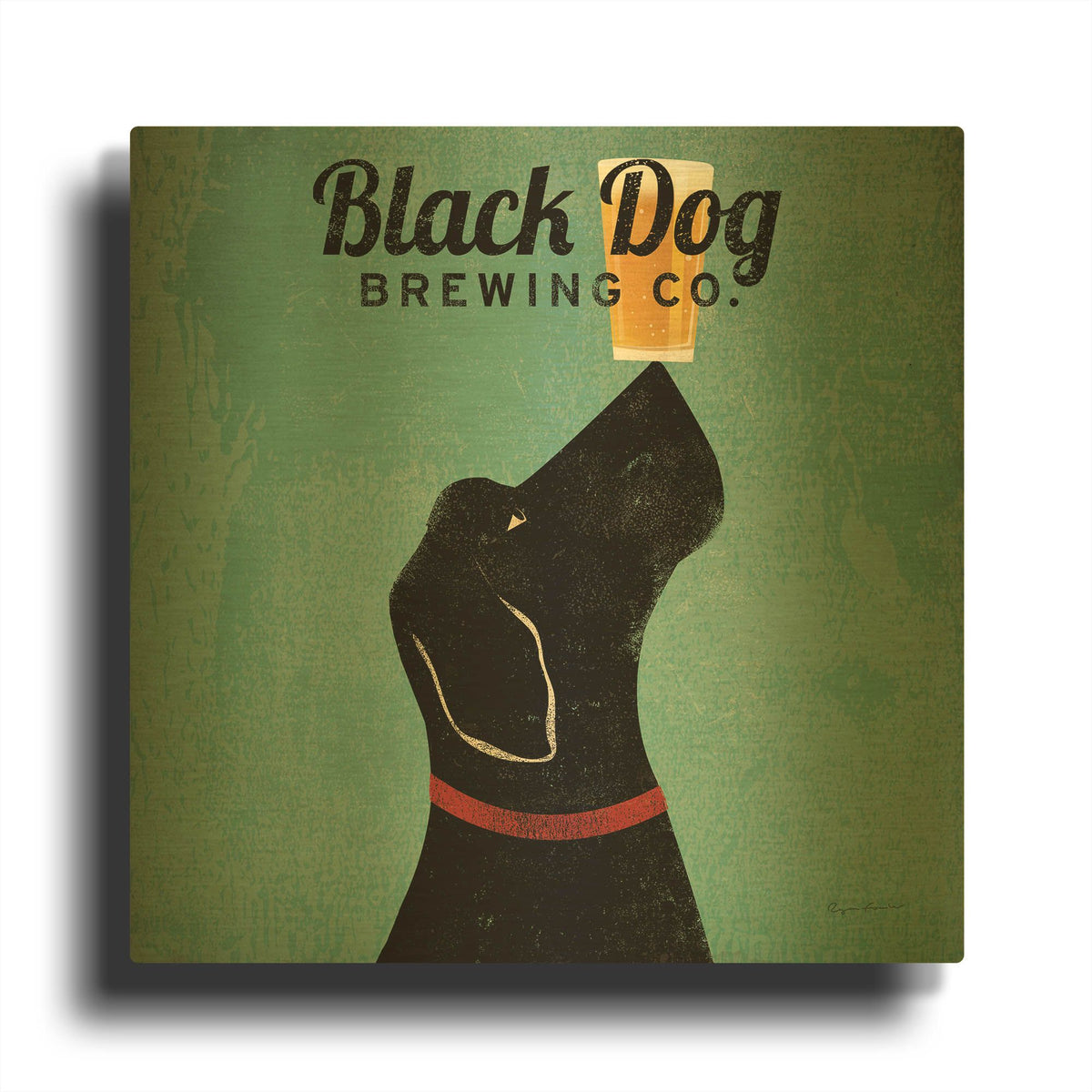 'Black Dog Brewing Co Square' By Ryan Fowler Gold Metal Wall Art