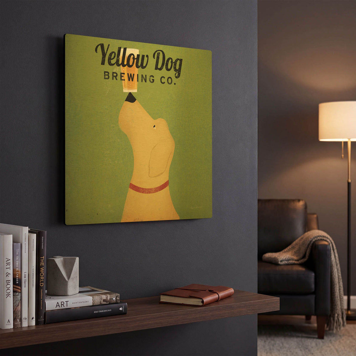 'Yellow Dog Brewing Co Square' By Ryan Fowler Gold Metal Wall Art