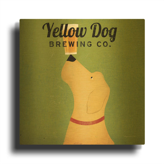 'Yellow Dog Brewing Co Square' By Ryan Fowler Gold Metal Wall Art