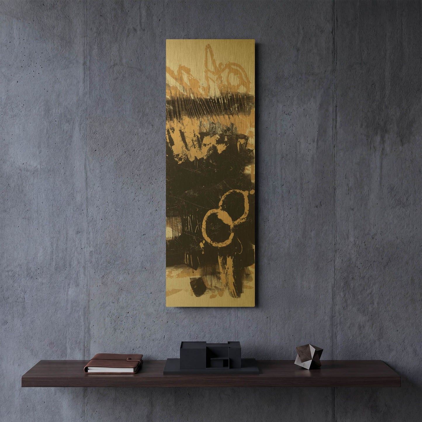 'Gold And Black Abstract Panel II' By Mike Schick Gold Metal Wall Art