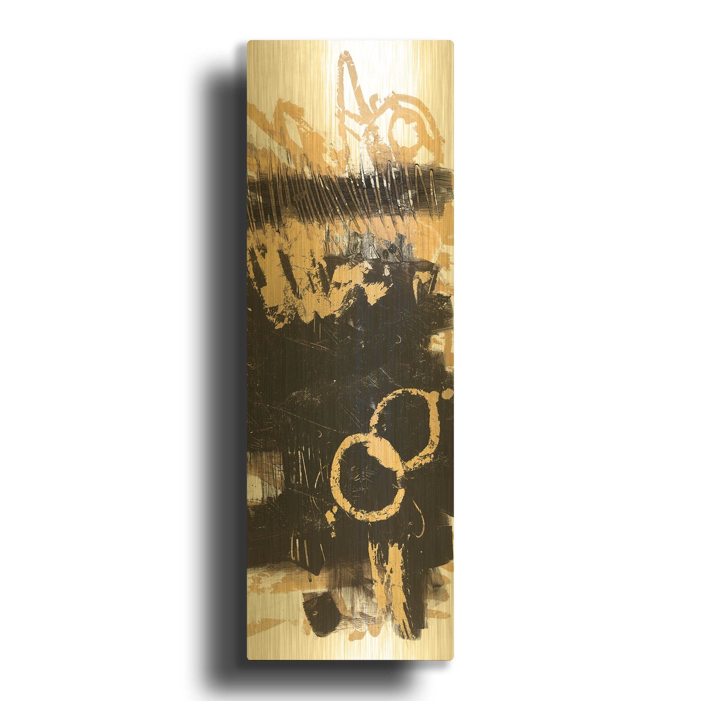 'Gold And Black Abstract Panel II' By Mike Schick Gold Metal Wall Art