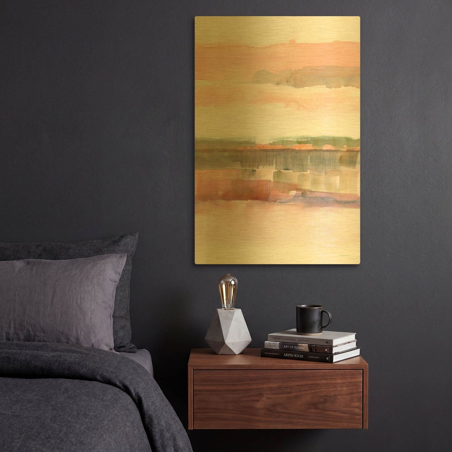 'Influence Of Line And Color Crop' By Mike Schick Gold Metal Wall Art