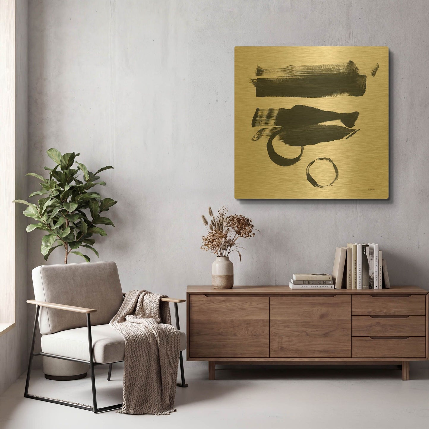 'Gold And Black Elements XVI' By Mike Schick Gold Metal Wall Art
