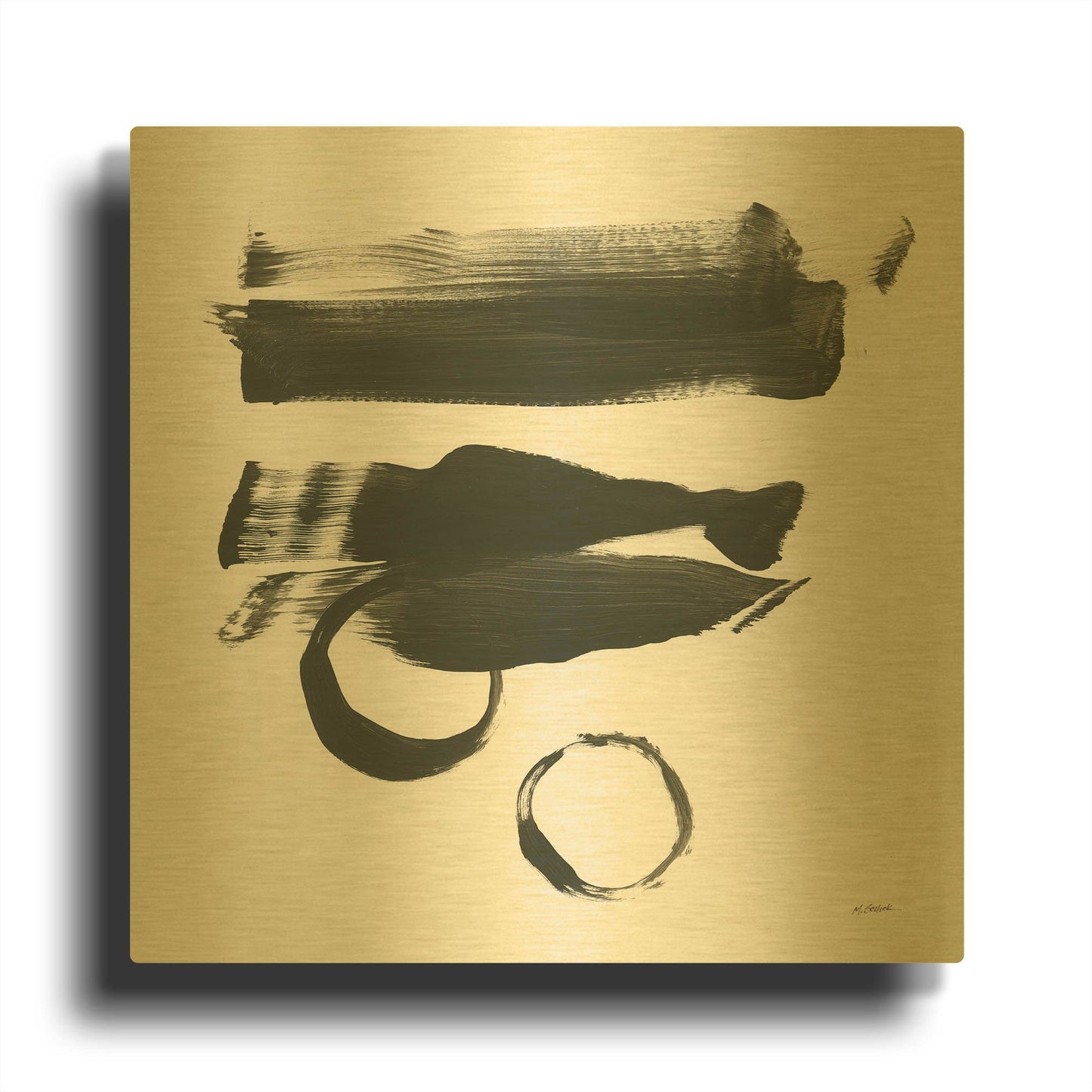 'Gold And Black Elements XVI' By Mike Schick Gold Metal Wall Art