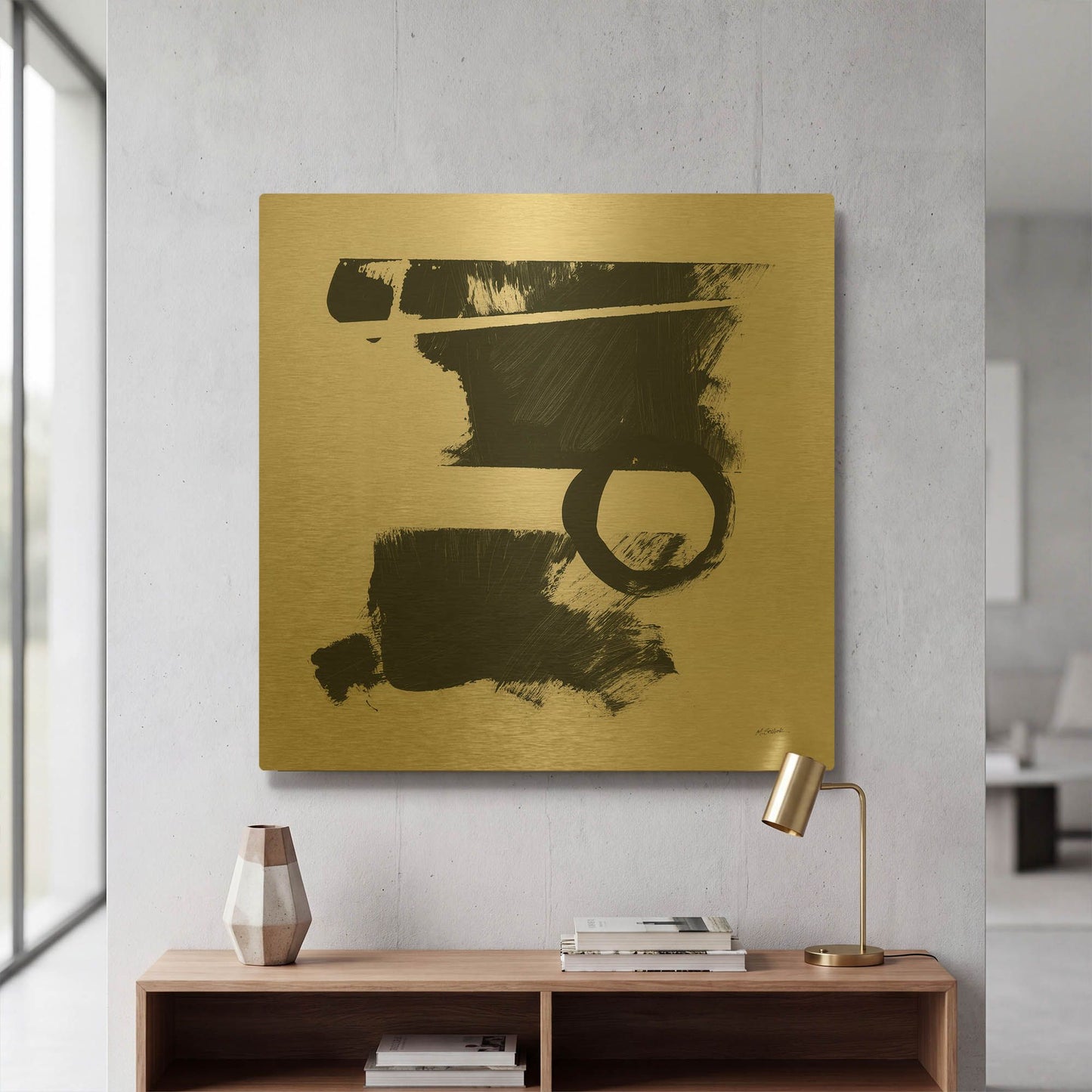 'Gold And Black Elements XVII' By Mike Schick Gold Metal Wall Art