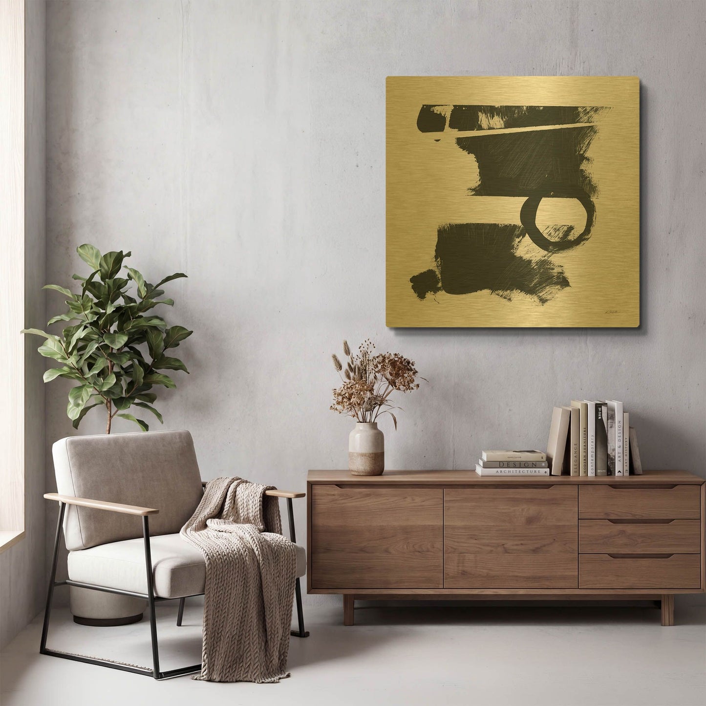 'Gold And Black Elements XVII' By Mike Schick Gold Metal Wall Art