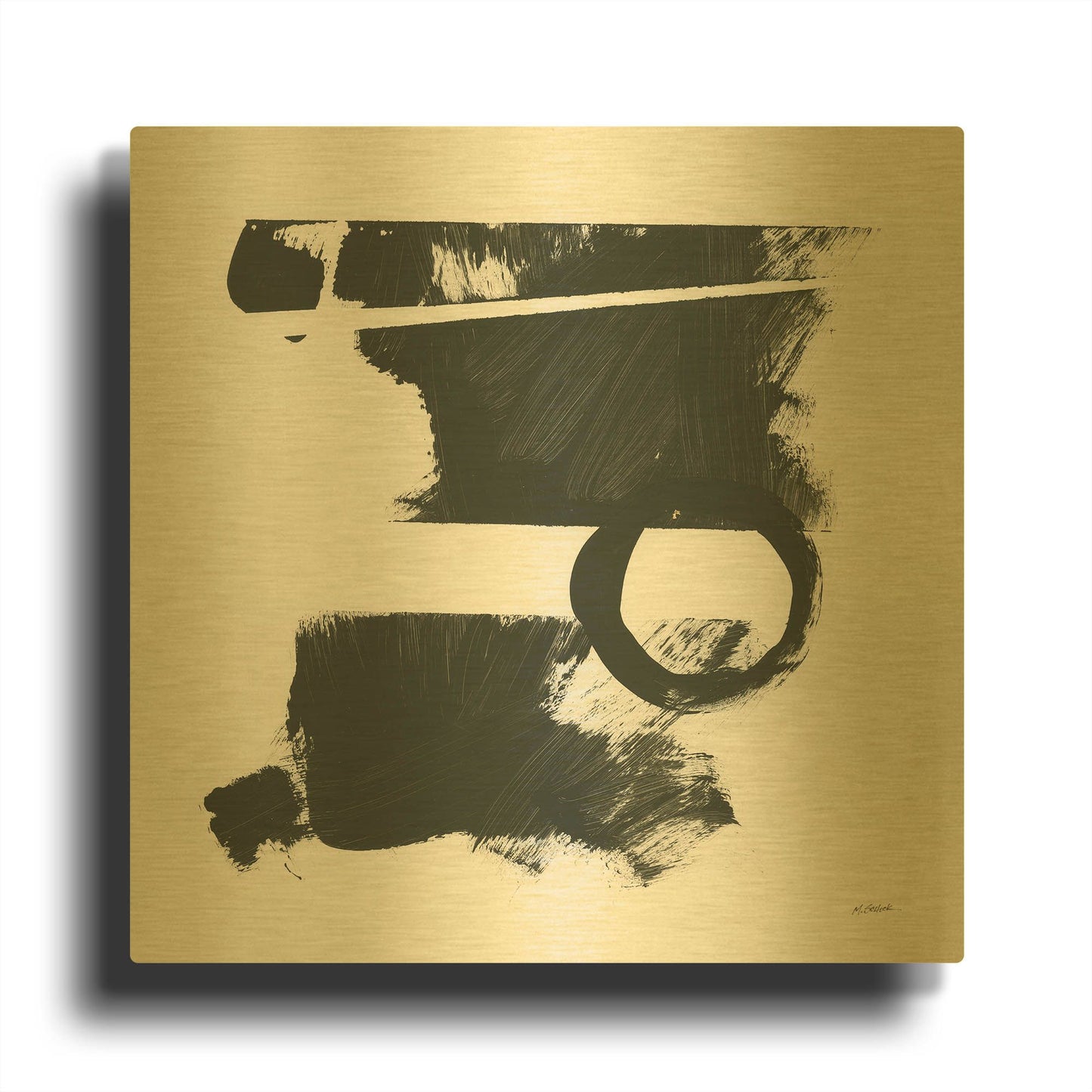 'Gold And Black Elements XVII' By Mike Schick Gold Metal Wall Art