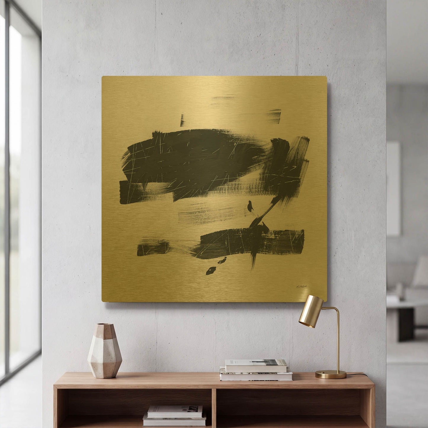 'Gold And Black Elements XX' By Mike Schick Gold Metal Wall Art